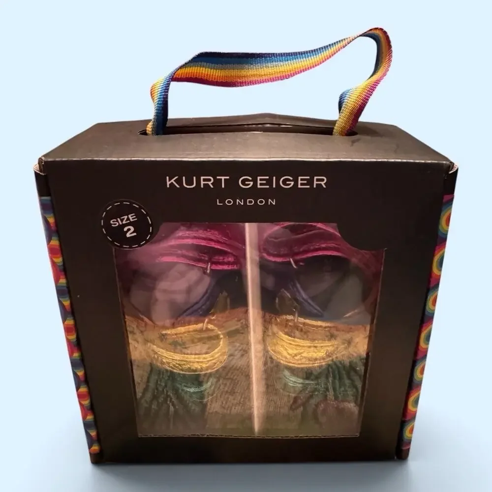 Kurt Geiger London Mini Orson Rainbow Metallic Sandals Strappy Size 2